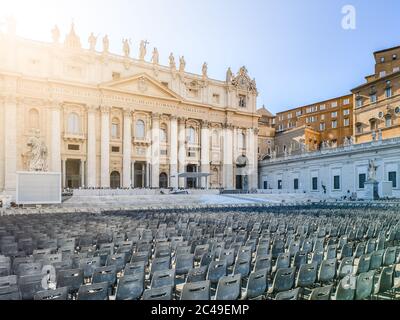 St Peters Basilica - main entrance from St Peters Square. Vatican City. Stock Photo