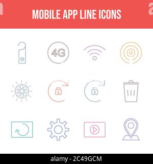 12 Mobile App Vector Icons in One Set Stock Vector