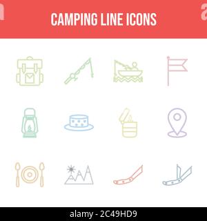 Beautiful Camping vector icon set Stock Vector