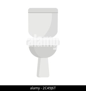Toilet bowl flat cartoon icon, front and side view. Stock Vector