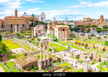 Roman Forum, Latin Forum Romanum, most important cenre in ancient Rome, Italy. Stock Photo