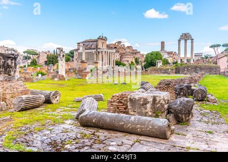 Roman Forum, Latin Forum Romanum, most important cenre in ancient Rome, Italy. Stock Photo