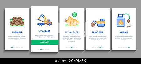 Wood Logging Industry Onboarding Elements Icons Set Vector Stock Vector ...