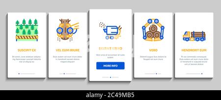 Wood Logging Industry Onboarding Elements Icons Set Vector Stock Vector ...