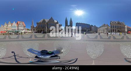 360 degree panoramic view of 360 degree photo, market square, Bremen, Germany