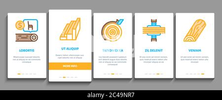 Wood Production Plant Onboarding Elements Icons Set Vector Stock Vector
