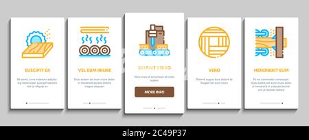 Wood Production Plant Onboarding Elements Icons Set Vector Stock Vector