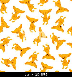 fox with big ears. animals pattern seamless vector illustration. textile design.. Stock Vector