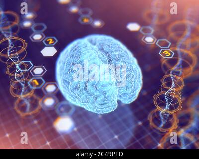 Artificial Intelligence concept background,Neural network modeled on human brain using deep learning algorithms for data analysis, Abstract AI Stock Photo