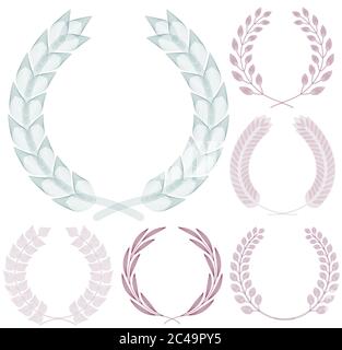 Set of Guilloche Wreaths. Vector illustration. Stock Vector