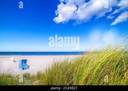 summer at the baltic sea with beach chairs Stock Photo