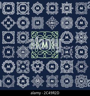 Set of elegant monogram design. Vector illustration. Stock Vector