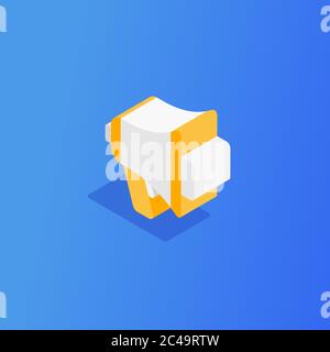 isometric horn on a blue background. Advertising, promotion concept. Vector illustration Stock Vector