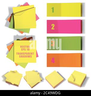 Set of sticky notes. Vector illustration with transparencies. Eps 10. Stock Vector