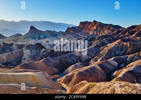 Zabriski Point Mudstones form Badlands Death Valley National Park Stock Photo