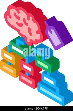 brain label hierarchy chart isometric icon vector illustration Stock Vector