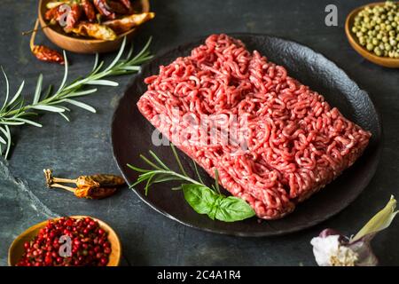 Fresh minced meat with spices Stock Photo
