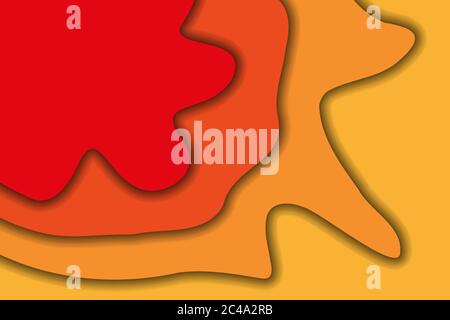 Abstract Yellow Red 3D Paper Cut Shapes Background Stock Vector