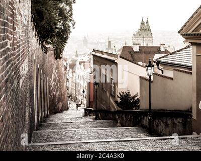 Castle stairs leading from Prague Castle, Hracany, Prague, Czech Republic Stock Photo