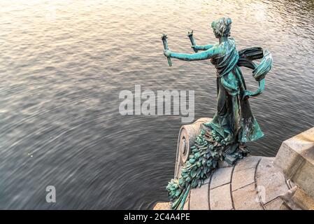 Prague Art Nouveau woman nude sculpture on New Town Hall by Josef