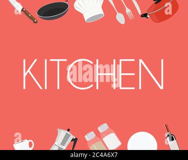 Vector Illustration, Kitchen Red Sign Stock Vector