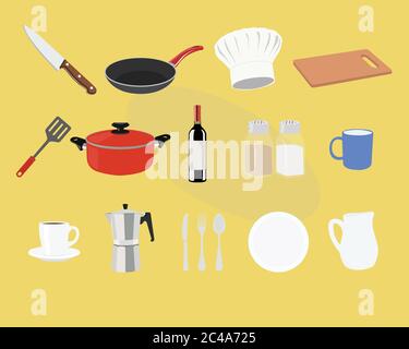 Kitchen and Cooking Icon Set. Vector Illustration. Stock Vector