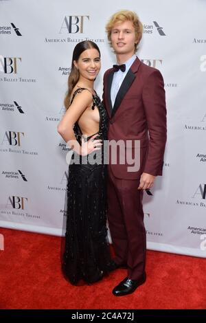 Ansel Elgort (L) and Violetta Komyshan attend The American Ballet Theatre 2018 Fall Gala at David H. Koch Theater, Lincoln Center on October 17, 2018 Stock Photo