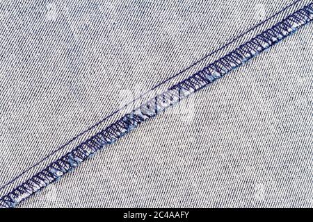 Wrong side of jeans fabric with back seam Stock Photo