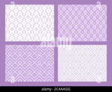 Abstract geometric seamless pattern collection. Purple color. Vector background. Stock Vector