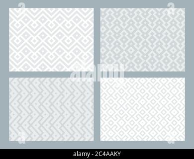 Abstract geometric seamless pattern collection. Grey color. Vector background. Stock Vector
