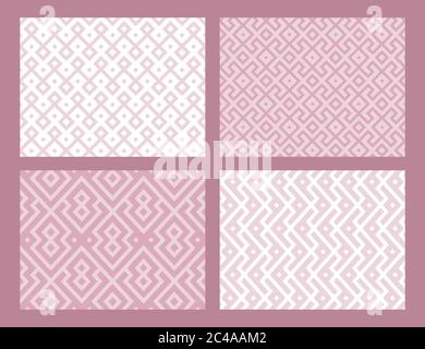 Abstract geometric seamless pattern collection. Pastel pink color. Vector background. Stock Vector