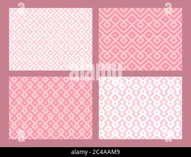 Abstract geometric seamless pattern collection. Pink color. Vector background. Stock Vector