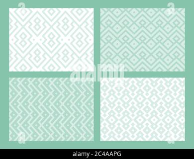 Abstract geometric seamless pattern collection. Green color. Vector background. Stock Vector
