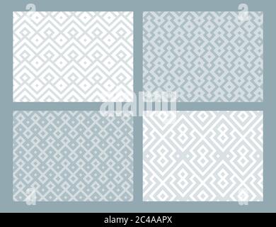 Abstract geometric seamless pattern collection. Ash blue color. Vector background. Stock Vector