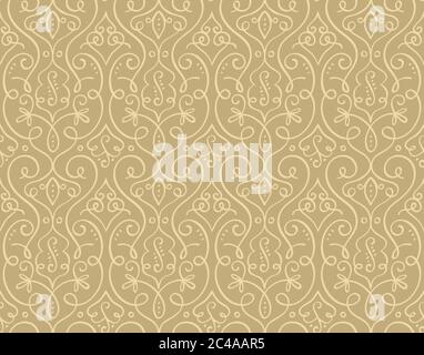 Seamless pattern with swirl ornaments. Hand drawn single line vintage design, perfect for wedding invitation cards and elegant background designs. Lig Stock Vector