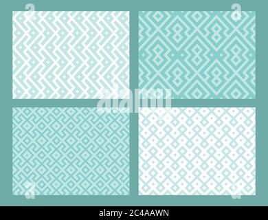 Abstract geometric seamless pattern collection. Turquoise color. Vector background. Stock Vector