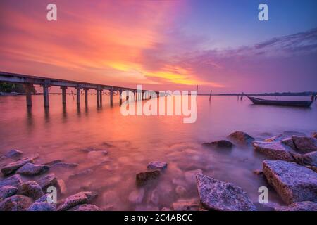 Beautiful Sunset at the Beach. Holidays Concept Stock Photo