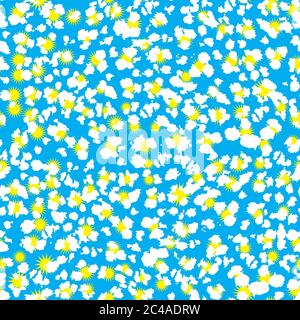 fantasy seamless pattern with yellow and white dotted on light blue background Stock Vector