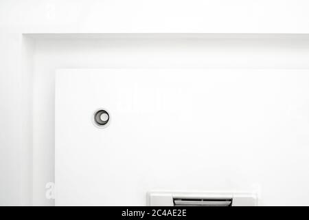 Lighting and ceiling mounted air conditioner on the modern office ceiling Stock Photo