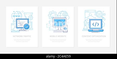 Web development - line design style banners set Stock Vector