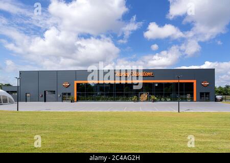 Harley-Davidson dealer in Rostock, Germany. Harley-Davidson is an American motorcycle manufacturer founded in 1903 in Milwaukee, Wisconsin. Stock Photo