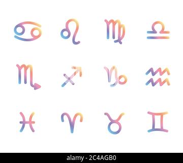 colorful zodiac outline stylized sign horoscope vector illustration EPS10 Stock Vector