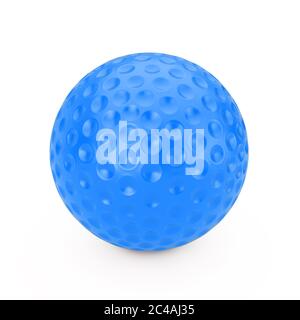 Blue Golf Ball on a white background 3d Rendering Stock Photo