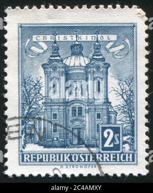 AUSTRIA - CIRCA 1957: stamp printed by Austria, shows Christkindl Church, circa 1957 Stock Photo