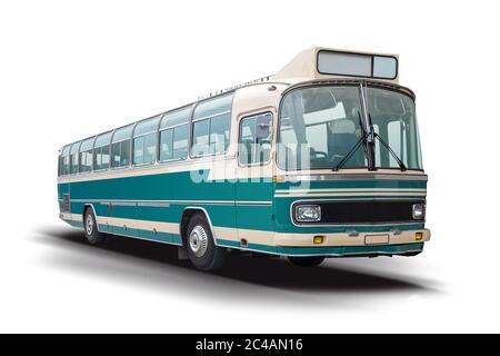 Classic bus side view isolated on white Stock Photo