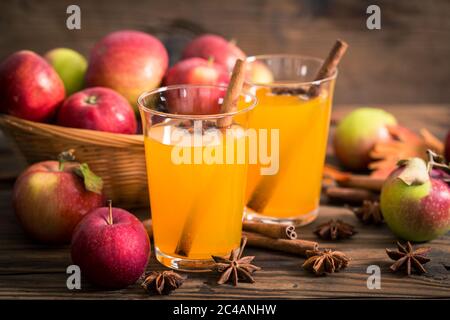 Apple cider with cinnamon and anise Stock Photo