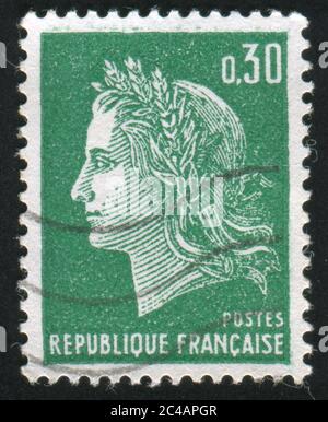 FRANCE - CIRCA 1967: stamp printed by France, shows Marianne by Cheffer, circa 1967 Stock Photo