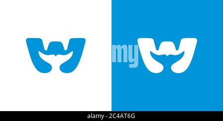 letter w whale ocean symbol logo icon vector eps Stock Vector
