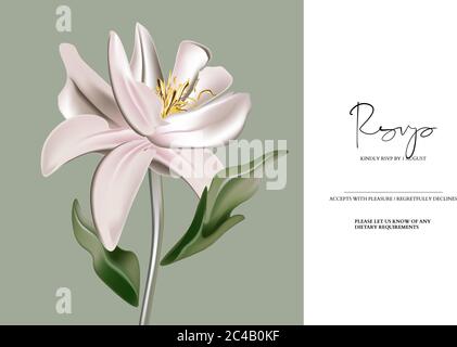 Botanical flower watercolor wedding invitation card template design, peony soft pink flowers and leaves on green background, vintage style. Hand-drawn Stock Vector