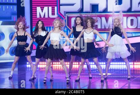 Goyang, South Korea. 24th June, 2020. South Korean K-Pop girl group Nature, performs on the stage during a MBC TV K-Pop music chart program 'Show Champion' at MBC Dream Center in Goyang, South Korea on June 24, 2020. (Photo by: Lee Young-ho/Sipa USA) Credit: Sipa USA/Alamy Live News Stock Photo